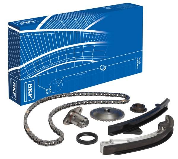 Ein Steuerkettensatz enth�lt die Steuerkette, die Ritzel sowie die F�hrungs- und Spannschienen. Steuerkettensatz von SKF